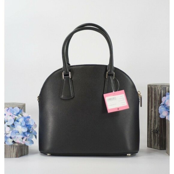 Kate Spade Sylvia Black Leather Large Dome Satchel Bag NWT - Picture 5 of 7